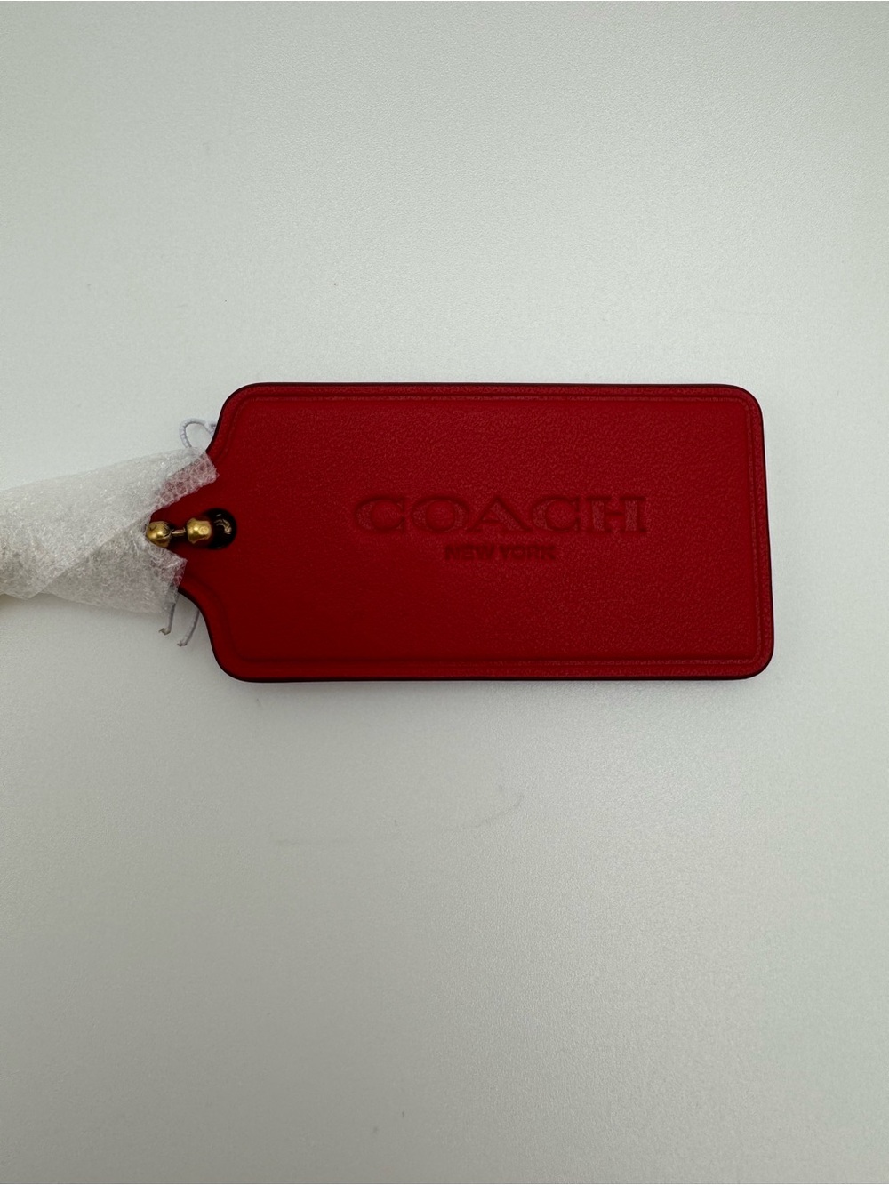 Coach CBA16 Small Leather Hangtag Bold Red Bag Charm NWT